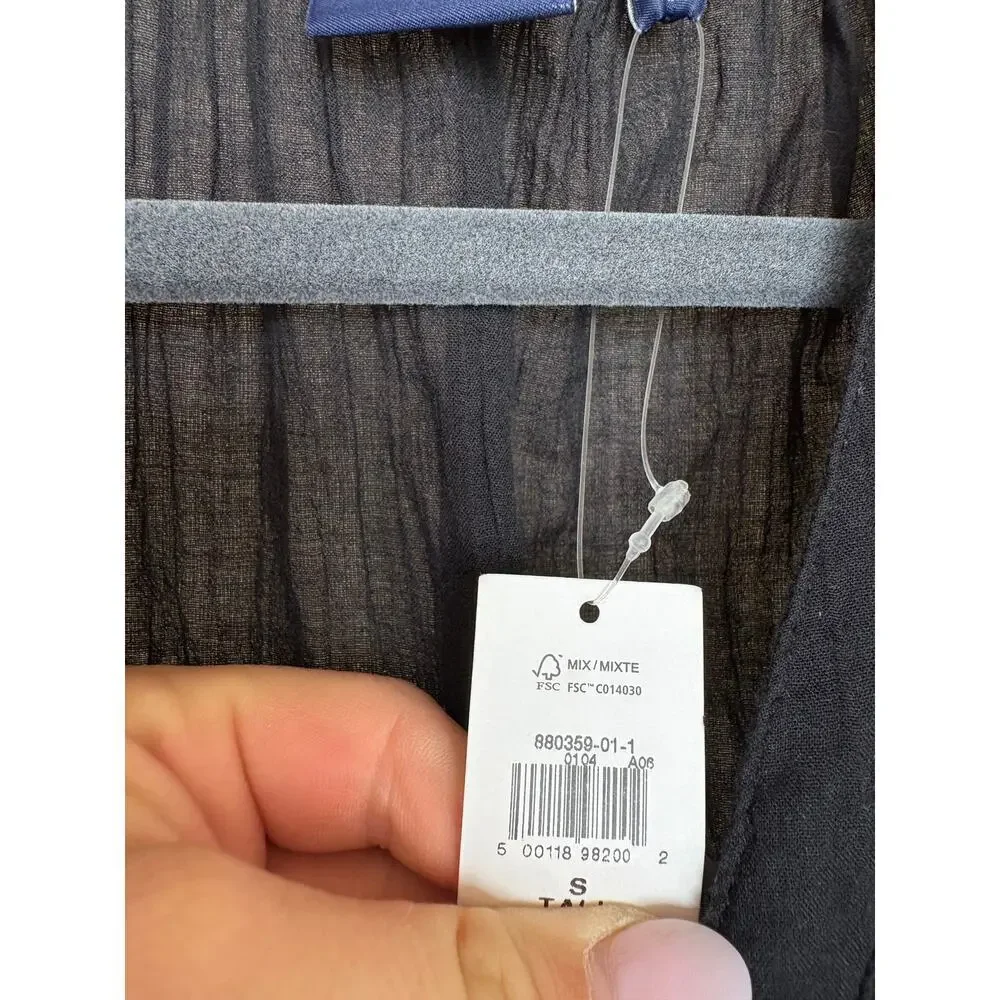 Gap Women's Black Textured Crinkle Lace Midi Dress Sz. S Tall - Picture 8 of 12